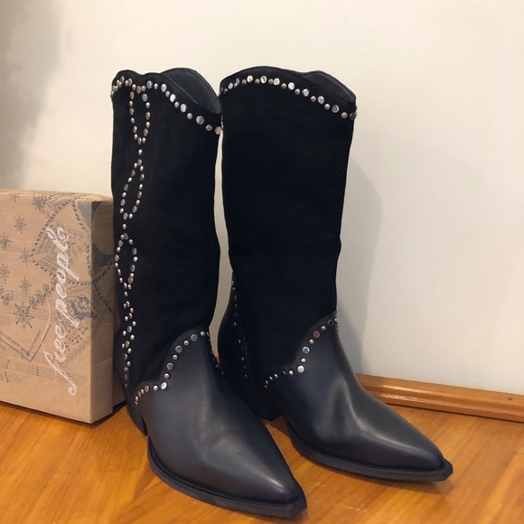 Free People Jaxson studded black suede boots - Picture 2 of 9